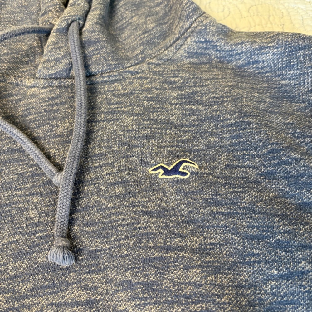 Hollister Mens Blue Marl Space Dye Pullover Hoodie Sweatshirt Size M Logo Y2K - Picture 3 of 10
